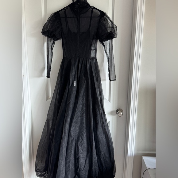 Elegant Black Wednesday Addams inspired Evening Gown - Picture 12 of 16